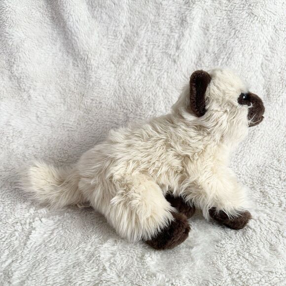 Toys R Us Siamese Cat Realistic Blue Eye Stuffed Animal 9” Plush Brown Tan 2012 - Picture 3 of 8